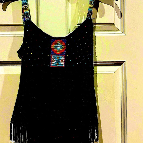 💃🏻SueWongEUCBohemianBeadedCrochetFringed 2pcSEXYSlitskirtBeadedStrapesLinedS:S - Picture 2 of 16